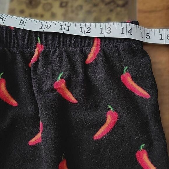 F21 black chili print fleece sleep shorts - Picture 7 of 10